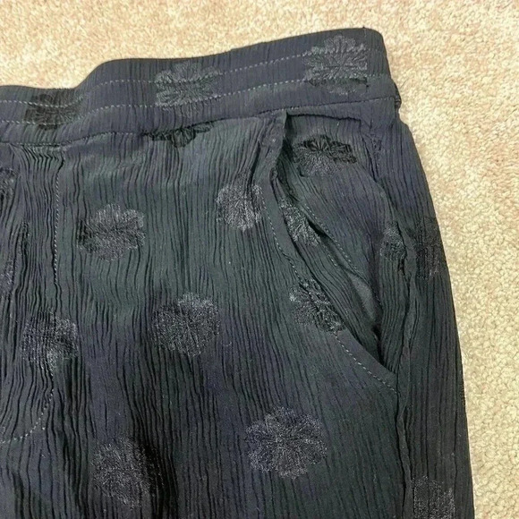 Madewell Pants Black Floral Women's Size Small Elastic Waist - Picture 6 of 10